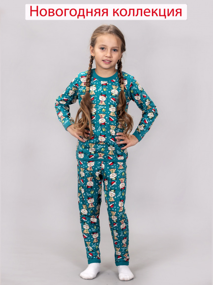 Пижама для детей олешки/изумруд