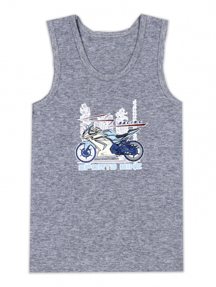 Майка для детей с рисунком серый/меланж