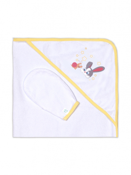 Пелёнка купальная с рукавичкой Т1 улитка/желтый