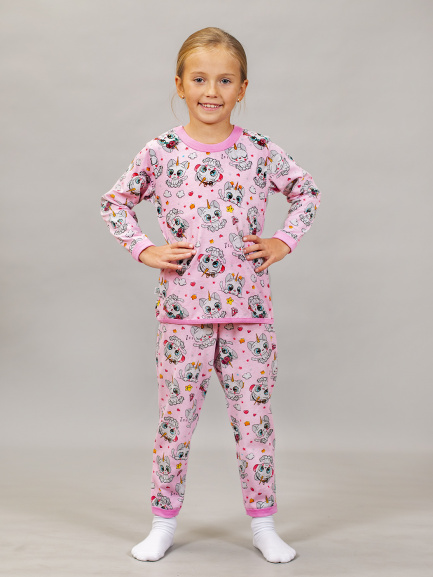 Пижама для детей длинный рукав которожки/розовый