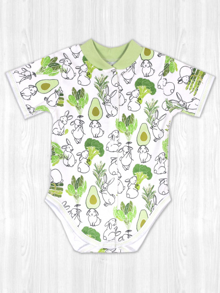 Боди для новорожденных кролики/капуста