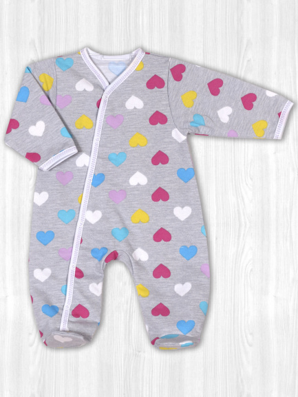 Комбинезон футер сердечки/меланж