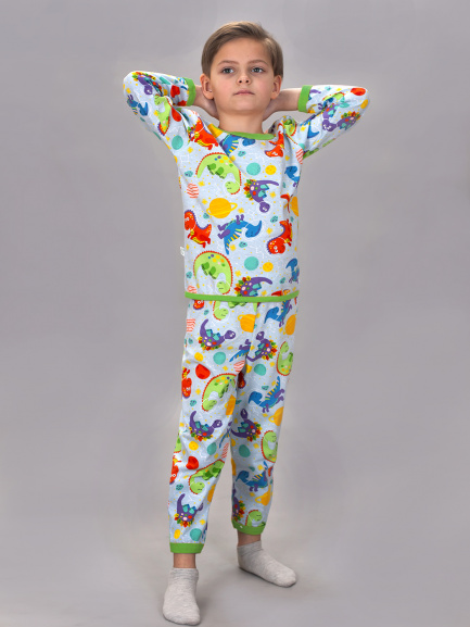 Пижама для детей диномалыш/зеленый