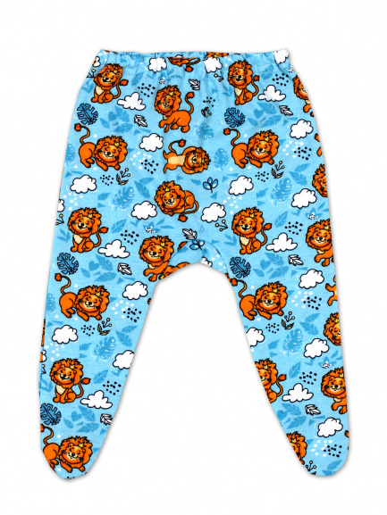 Ползунки для новорожденных на резинке Лёва/бирюза