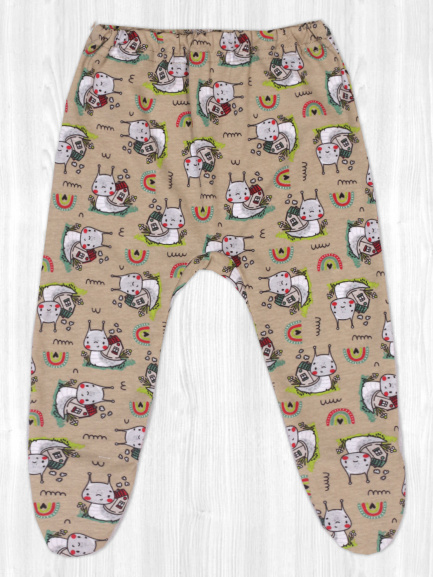 Ползунки детские на резинке улитка/беж