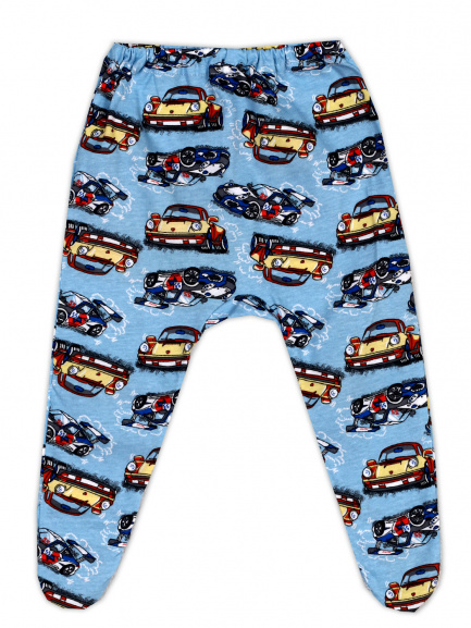 Ползунки детские на резинке машинки на голубом