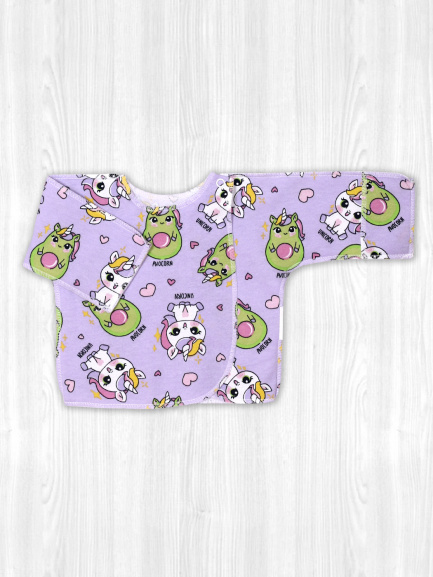 Распашонка о/з рук. на кнопках начёс авокот/единорог