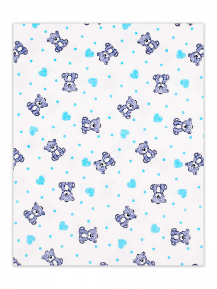 Пеленка фланель мишки/сердечки/голубой