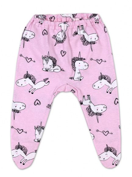 Ползунки детские на резинке Единорог/розовый