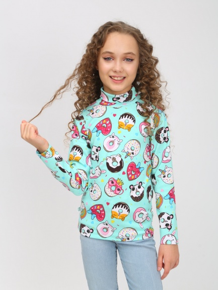 Водолазка (бадлон) детская пончики/ментоловые