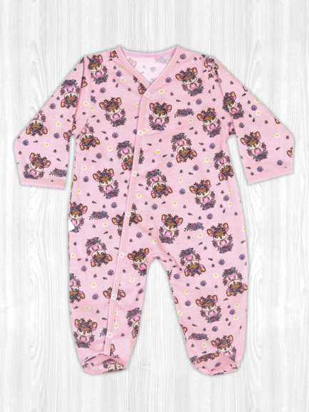 Комбинезон кулирка олени/розовый