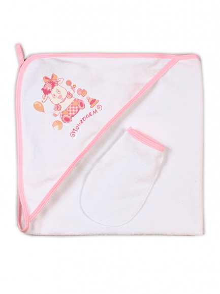 Пелёнка купальная с рукавичкой Т1 барашек/привет