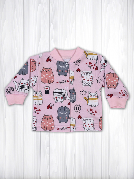 Кофта для новорожденного КТр-48 (Ктр69ту-КНЧ) котик/розовый