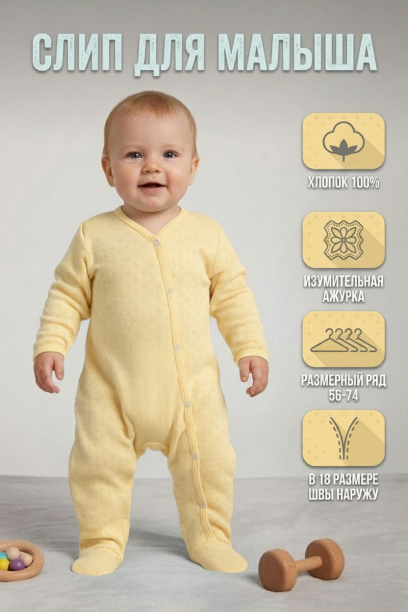 Комбинезон М-5118-И желтый/ажур