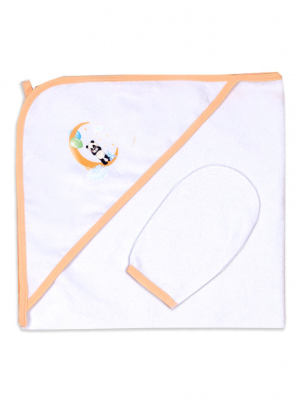 Пелёнка купальная с рукавичкой Т1 панда/плачет