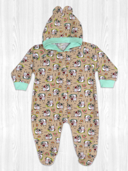 Комбинезон с ушками улитка/беж