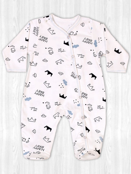 Комбинезон интерлок счастье/голубой