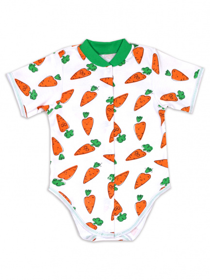 Боди для новорожденных морковка/зеленый