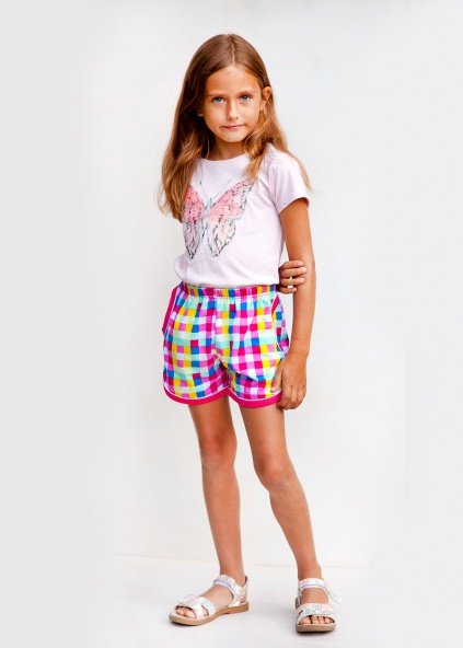 Шорты клетка/малина