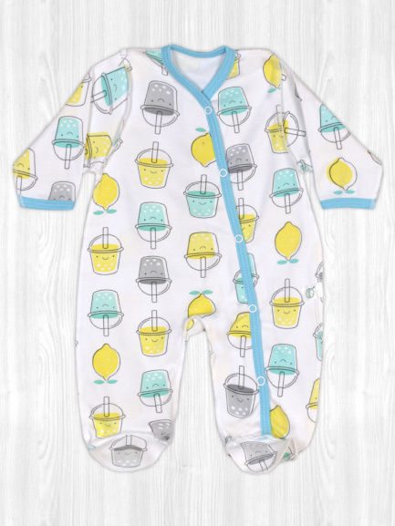 Комбинезон интерлок стаканы/лазурный