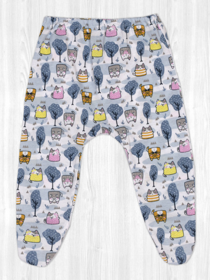 Ползунки детские на резинке мурзик/белый