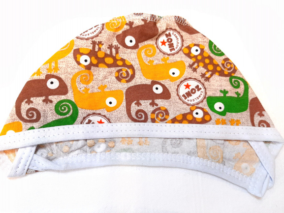 Чепчик детский трикотажный хамелеоны/коричневый