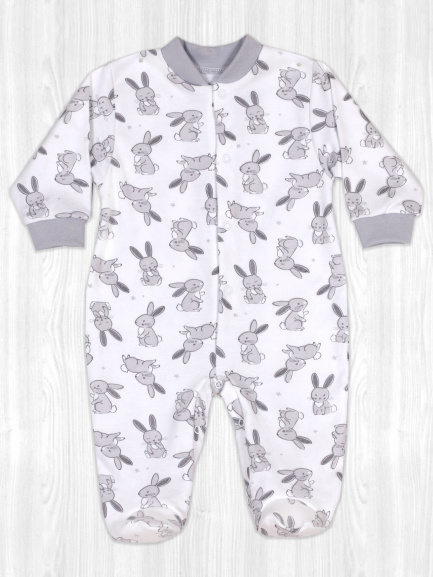 Комбинезон интерлок зайчики/серые
