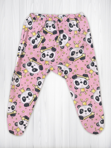 Ползунки детские на резинке панда/розовый