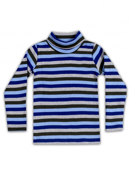 Водолазка полоска василек/сталь