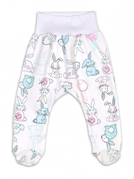 Ползунки на рибане кролики/лазурный