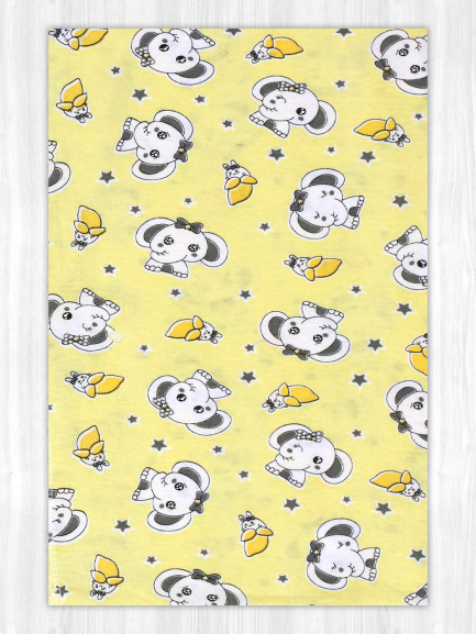 Пеленка трикотаж слоники/желтый