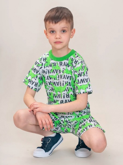 Пижама ПЖТ-205 динозавры/зеленые