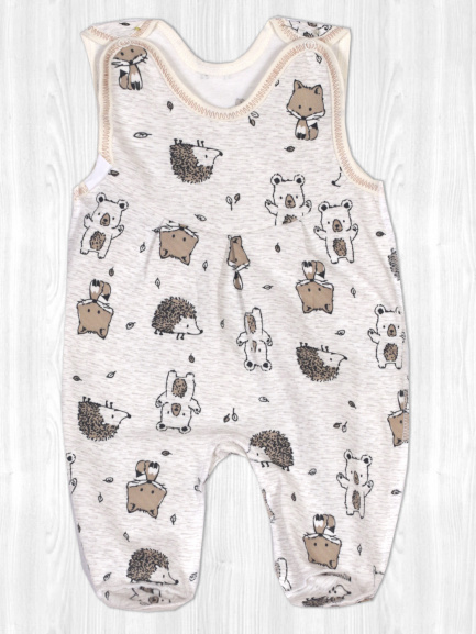 Ползунки длинные детские на кнопках лесные/обитатели