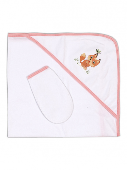 Пелёнка купальная с рукавичкой Т1 лиса/стрекоза