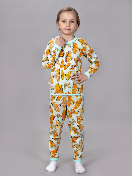 Пижама для детей бабочки/ментол