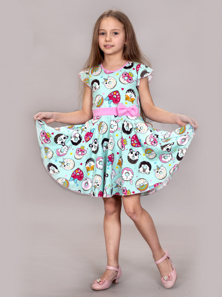 Платье детское пампушки/мята