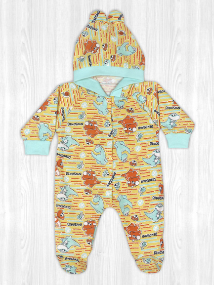 Комбинезон с ушками дино/желтый