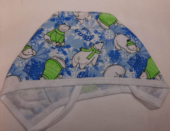 Чепчик белый медведь/голубой