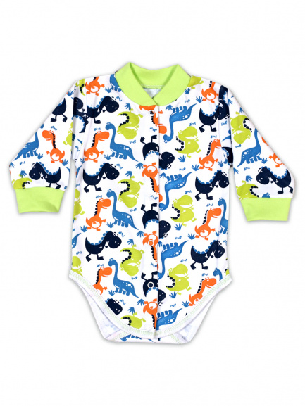 Боди для новорожденных Дино/салат