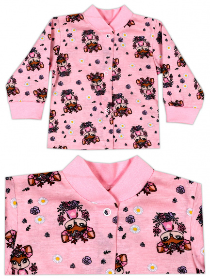 Кофта детская на кнопках олени/розовый