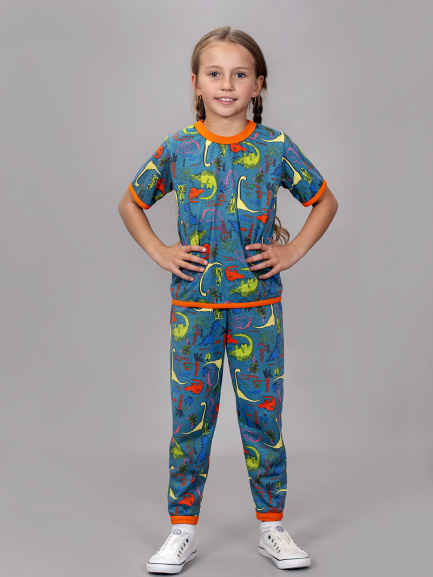 Пижама для детей несси/оранжевый футболка+брюки