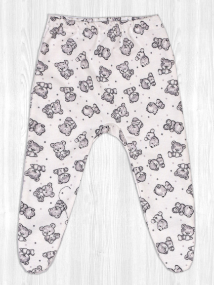 Ползунки для новорожденных на резинке мишки/экрю