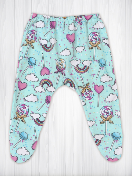 Ползунки детские на резинке чупсики/голубые
