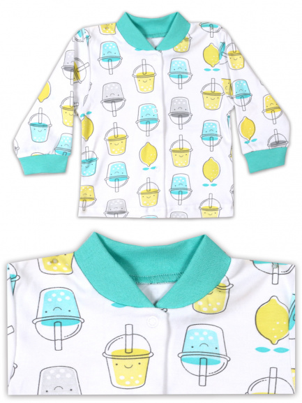 Кофта для новорожденного Стаканы/бирюза