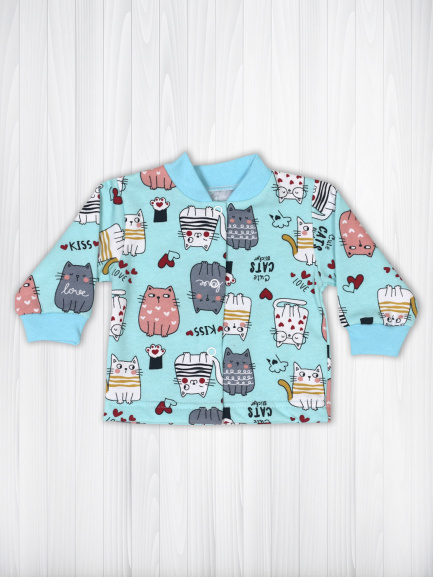 Кофта для новорожденного КТр-48 (Ктр69ту-КНЧ) котик/мятный