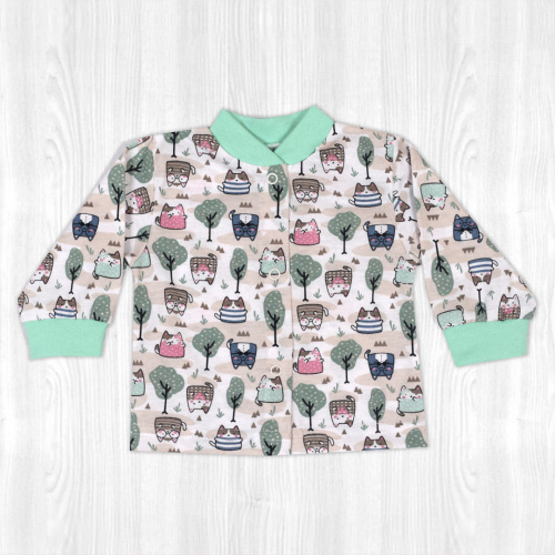 Кофта детская на кнопках мурзик/мята