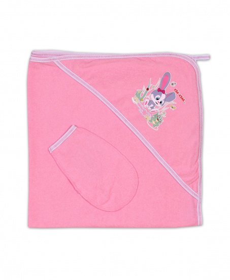 Пелёнка купальная с рукавичкой Т10 ква розовый