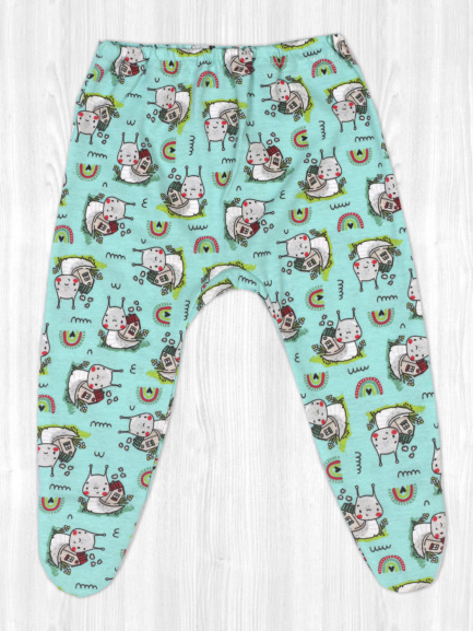 Ползунки детские на резинке улитка/изумруд