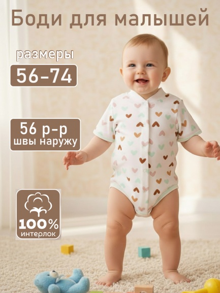 Боди М-7022 сердце/мятное