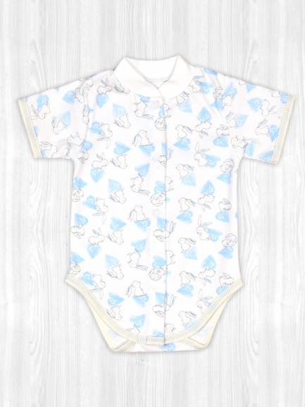 Боди для новорожденных сердце/голубой